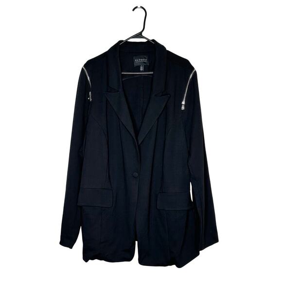 NEW Eloquii Zipper Blazer Jacket Women's Black Size 24 - Picture 1 of 4